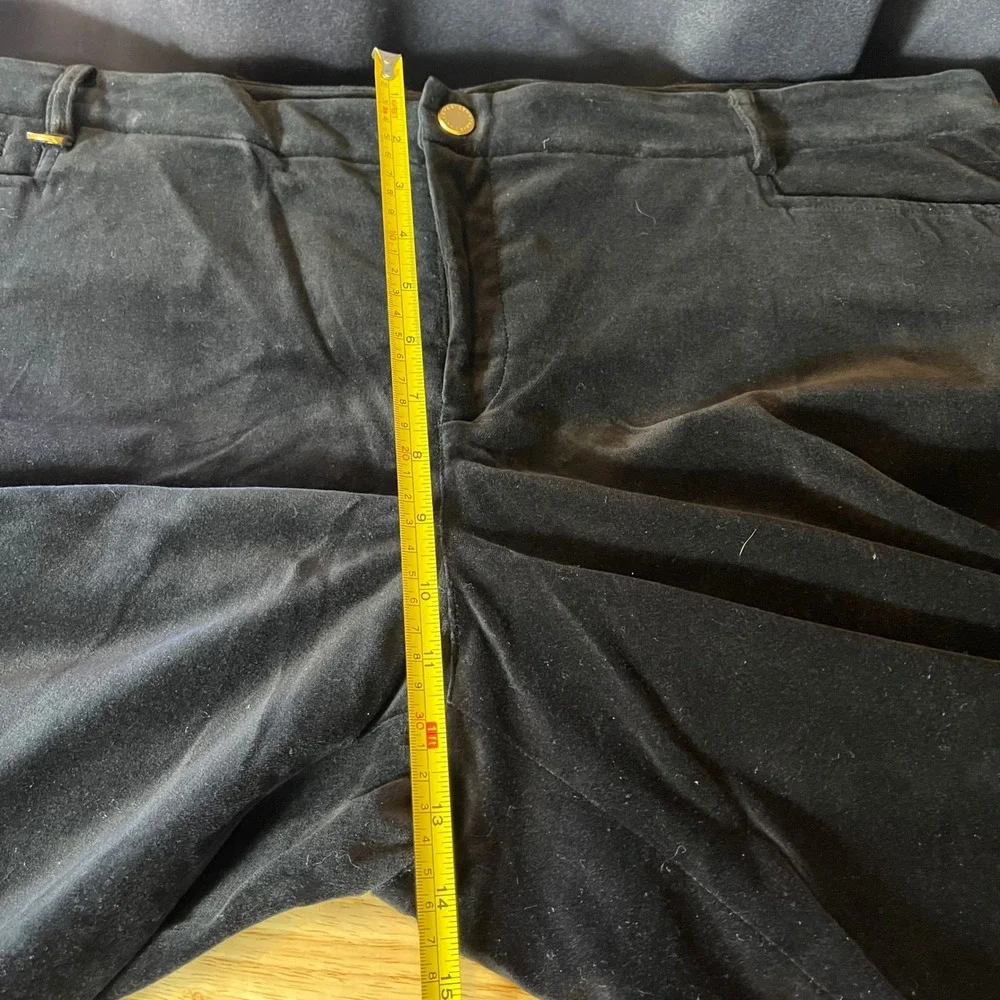 Lauren Ralph Lauren Black Velvet Straight Leg Pants Womens 22W Gold Hardware